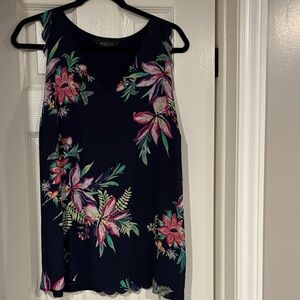 Michel Studio Floral Print Sleeveless Top - Navy